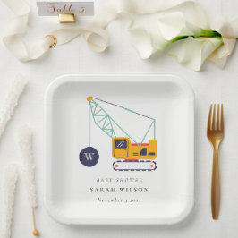 Niedliche Gelbbaukrane Kinderdusche Pappteller