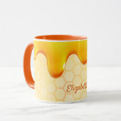 Niedliche Gelbbienen, die Honig trinken Tasse (Vorderseite Links)