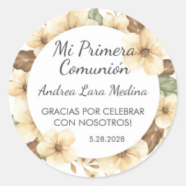 Niedliche Gelbblumen in der ersten Kommune Spanien Runder Aufkleber