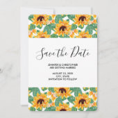 Niedliche Gelbblüte und Blätter Muster Hochzeit Save The Date (Vorderseite)
