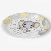 Niedliche gelbe Babydusche Elephant Balloons Paper Pappteller (Schrägansicht)