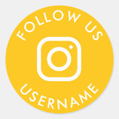 niedliche gelbe benutzerdefinierte Instagramm-sozi Runder Aufkleber (Vorderseite)