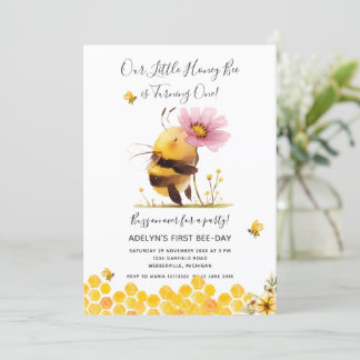 Niedliche Gelbe Biene Daisy macht einen Geburtstag Einladung