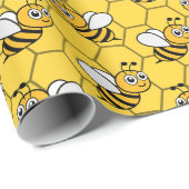 Niedliche Gelbe Biene & Sonnenblume 1. Bienenzeit Geschenkpapier (Rolleneckpunkt)