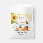 Niedliche Gelbe Biene & Sonnenblume 1. Geburtstag  Geschenktütchen (Vorderseite)