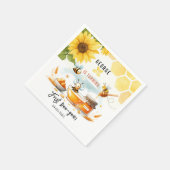 Niedliche Gelbe Biene & Sonnenblume 1. Geburtstag Serviette (Ecke)