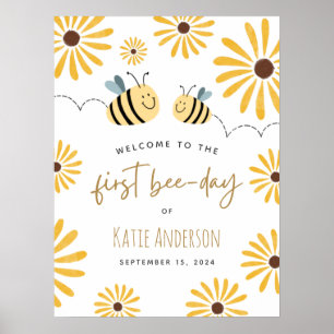 Niedliche Gelbe Biene Sonnenblume Erster Bienentag Poster