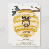 Niedliche Gelbe Biene Thema 1. Geburtstag Einladung (Vorderseite)