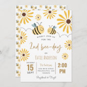 Niedliche Gelbe Biene und Sonnenblumen 2. Bienenta Einladung (Vorne/Hinten)
