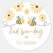 Niedliche Gelbe Biene und Sonnenblumen 2. Bienenta Runder Aufkleber (Vorderseite)