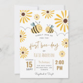 Niedliche Gelbe Biene und Sonnenblumen Einladung (Vorderseite)