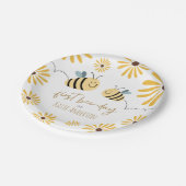 Niedliche Gelbe Biene und Sonnenblumen Pappteller (Schrägansicht)