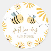 Niedliche Gelbe Biene und Sonnenblumen Runder Aufkleber (Vorderseite)