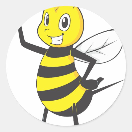 Niedliche Gelbe Biene Wave Hallo Runder Aufkleber (Vorderseite)