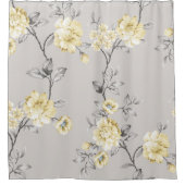 niedliche gelbe Blumen mit grauem Blätter auf gr Duschvorhang (Vorderseite)