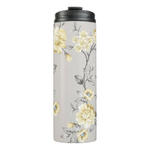 niedliche gelbe Blumen mit grauem Blätter auf gr Thermosbecher