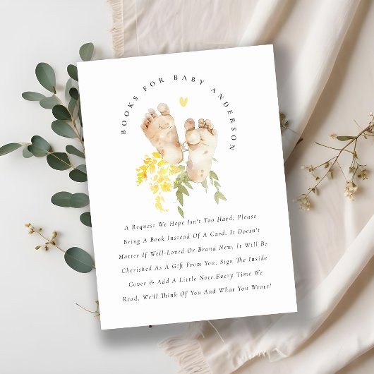 Niedliche, gelbe Blumenbücher für Babydusche Begleitkarte