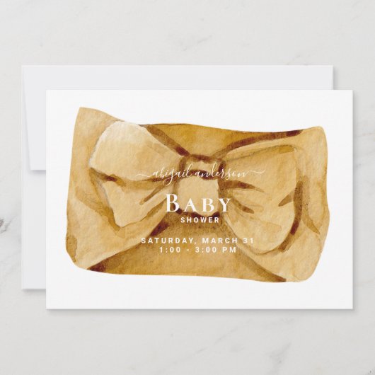 Niedliche Gelbe Bow Kinderdusche Einladung (Vorderseite)