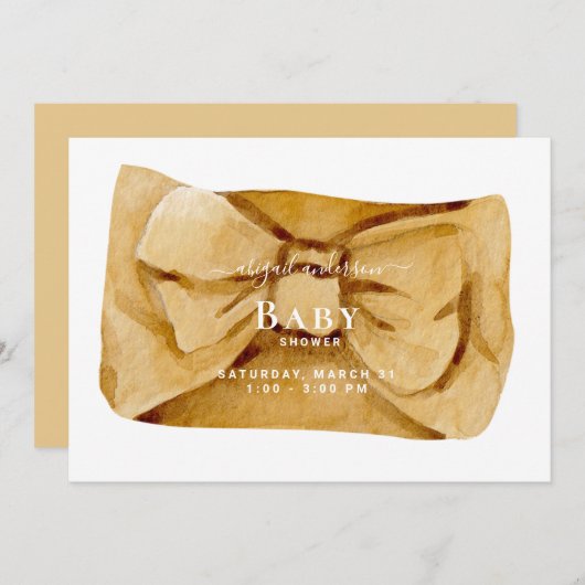 Niedliche Gelbe Bow Kinderdusche Einladung (Vorne/Hinten)