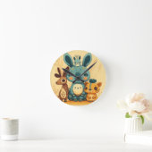 Niedliche gelbe Cartoon Tiere Rundkissen Runde Wanduhr (Zuhause)