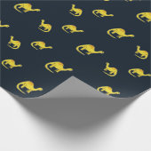 Niedliche gelbe Dinosaurier-Muster auf blau Geschenkpapier (Ecke)