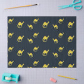 Niedliche gelbe Dinosaurier-Muster auf blau Seidenpapier (Basteln)