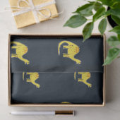 Niedliche gelbe Dinosaurier-Muster auf blau Seidenpapier (Geschenk)