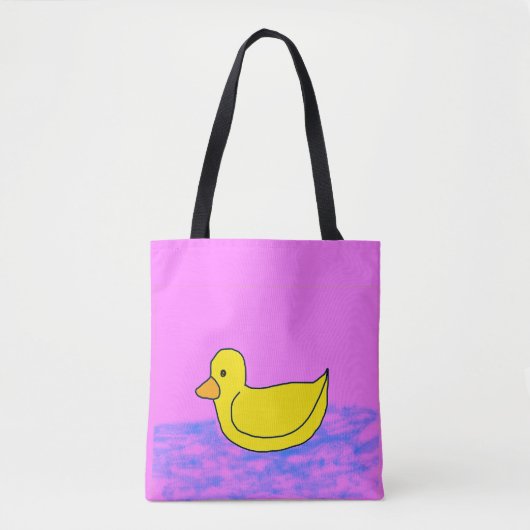 niedliche gelbe Ente auf rosa Tasche (Vorderseite)