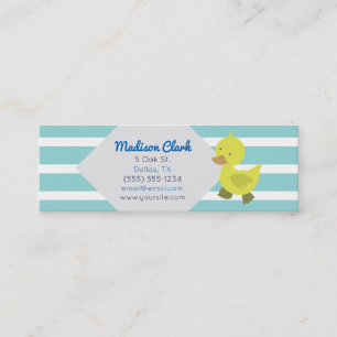 Niedliche gelbe Ente mit blaue Mini Visitenkarte