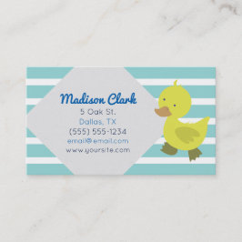 Niedliche gelbe Ente mit blaue Visitenkarte