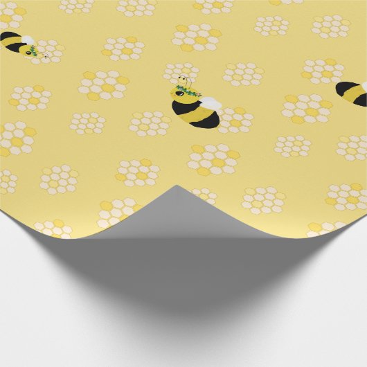 Niedliche gelbe Hummelbienen und Honeycomb Babydus Geschenkpapier (Ecke)