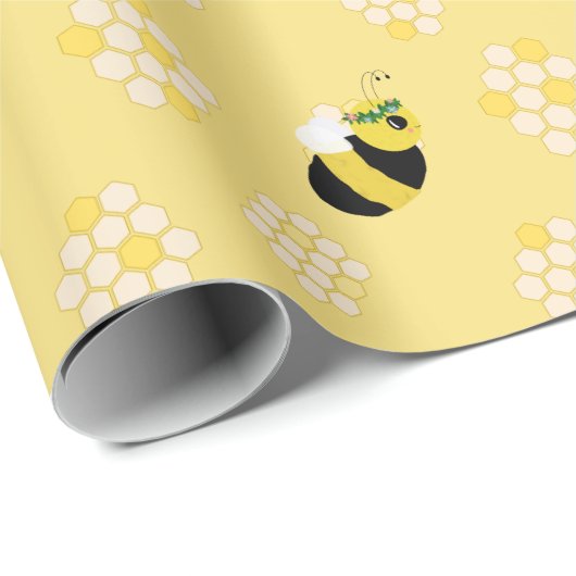 Niedliche gelbe Hummelbienen und Honeycomb Babydus Geschenkpapier (Rolleneckpunkt)