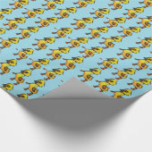 Niedliche gelbe Illustration Osterenten Geschenkpapier (Ecke)