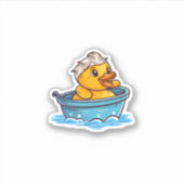 Niedliche gelbe kawaii Gummi-Ente in Badewanne Aufkleber (Vorderseite)