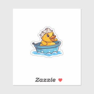 Niedliche gelbe kawaii Gummi-Ente in Badewanne Aufkleber
