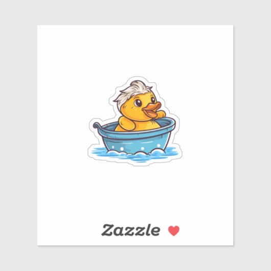 Niedliche gelbe kawaii Gummi-Ente in Badewanne Aufkleber (Blatt)