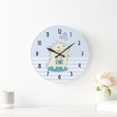 Niedliche gelbe lächelnde Dinosaurier-Illustration Große Wanduhr (Zuhause)