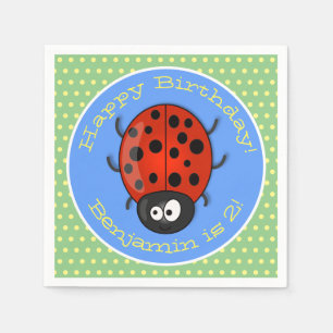 Niedliche, gelbe Ladybug-Cartoon-Abbildung Serviette
