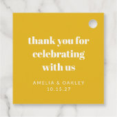 Niedliche gelbe Paare Dusche Danke Geschenkanhänger (Rückseite)