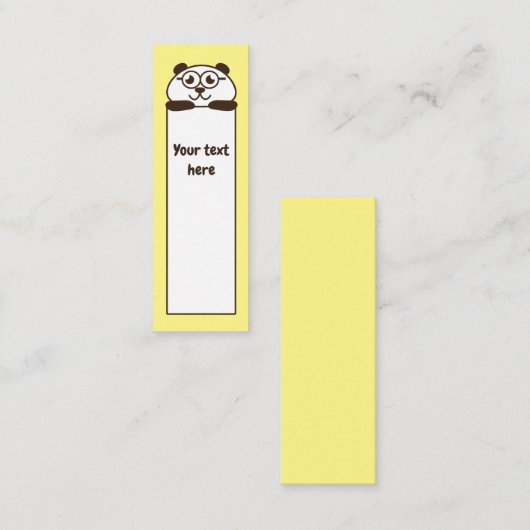 Niedliche gelbe Panda-Lesezeichennotiz Mini Visitenkarte (Vorne/Hinten)