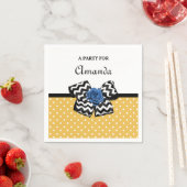 Niedliche gelbe Punkte Blaue Rose Zickzack Bow mit Serviette (Beispiel)