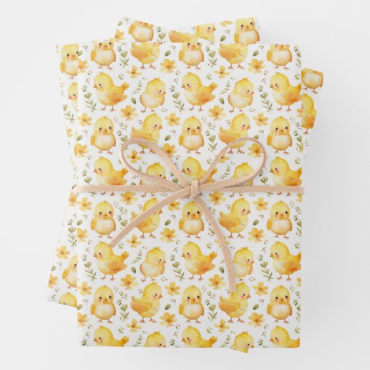 Niedliche Gelbe Schweine und Blume Geschenkpapier Set (Beispiel)