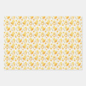 Niedliche Gelbe Schweine und Blume Geschenkpapier Set (Vorderseite)