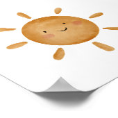 Niedliche Gelbe Sonne mit LächelnTagesplakat Kinde Poster (Ecke)
