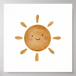 Niedliche Gelbe Sonne mit LächelnTagesplakat Kinde Poster