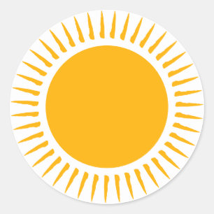 Niedliche gelbe Sonnenstrahlen Spaß boomend modern Runder Aufkleber
