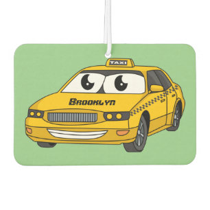 Niedliche Gelbe Taxifahrt Cartoon Illustration Autolufterfrischer