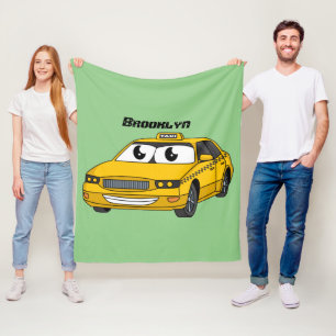 Niedliche Gelbe Taxifahrt Cartoon Illustration Fleecedecke
