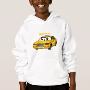 Niedliche Gelbe Taxifahrt Cartoon Illustration Hoodie