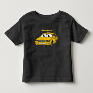 Niedliche Gelbe Taxifahrt Cartoon Illustration Kleinkind T-shirt